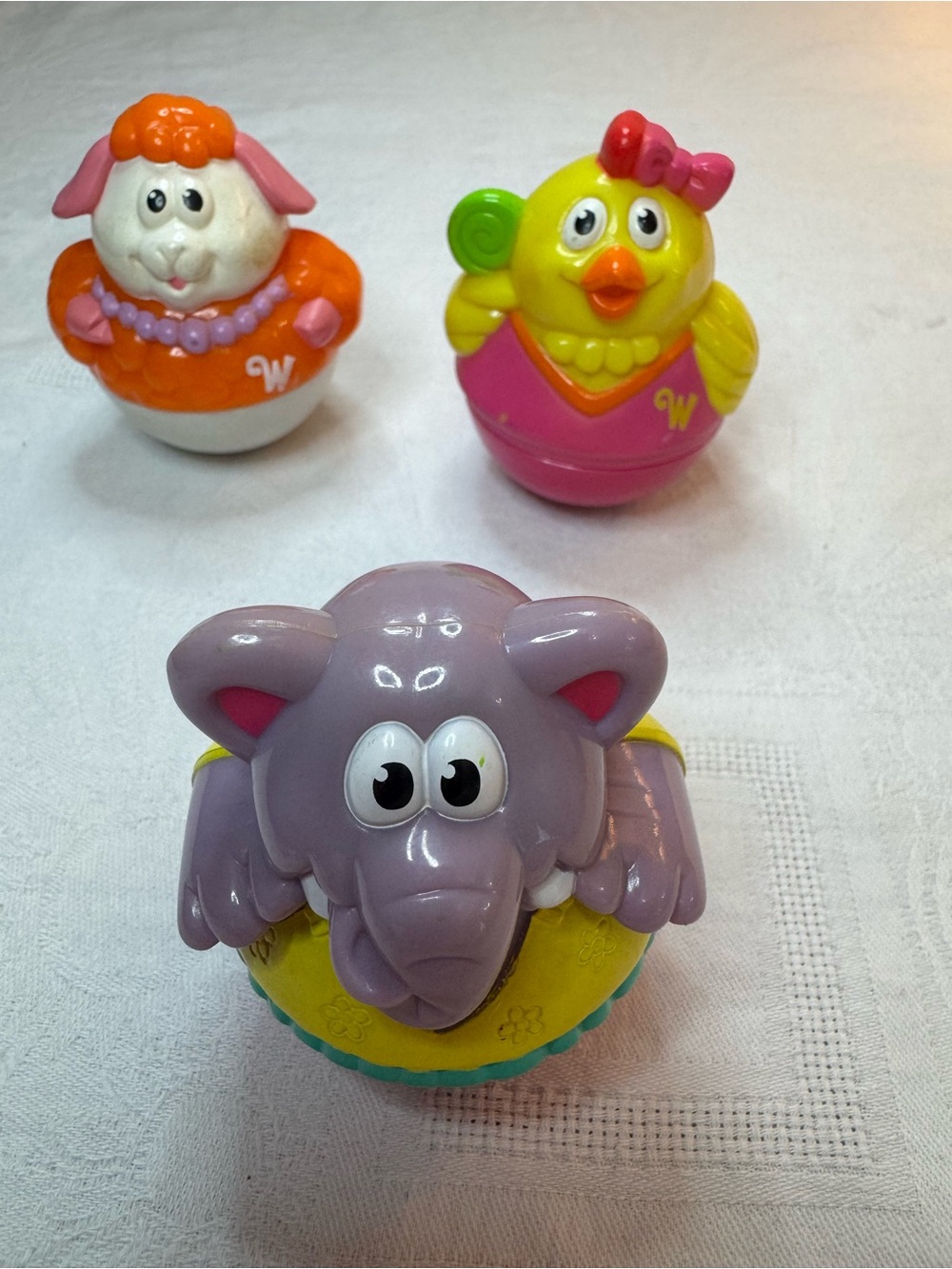 Lot Of 3 Vintage Playskool Weebles Wobble Toys 2003-2004 Sheep, Duck Elephant